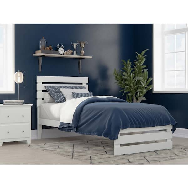 AFI Oxford in White Twin Extra Long Bed with Footboard and USB Turbo Charger