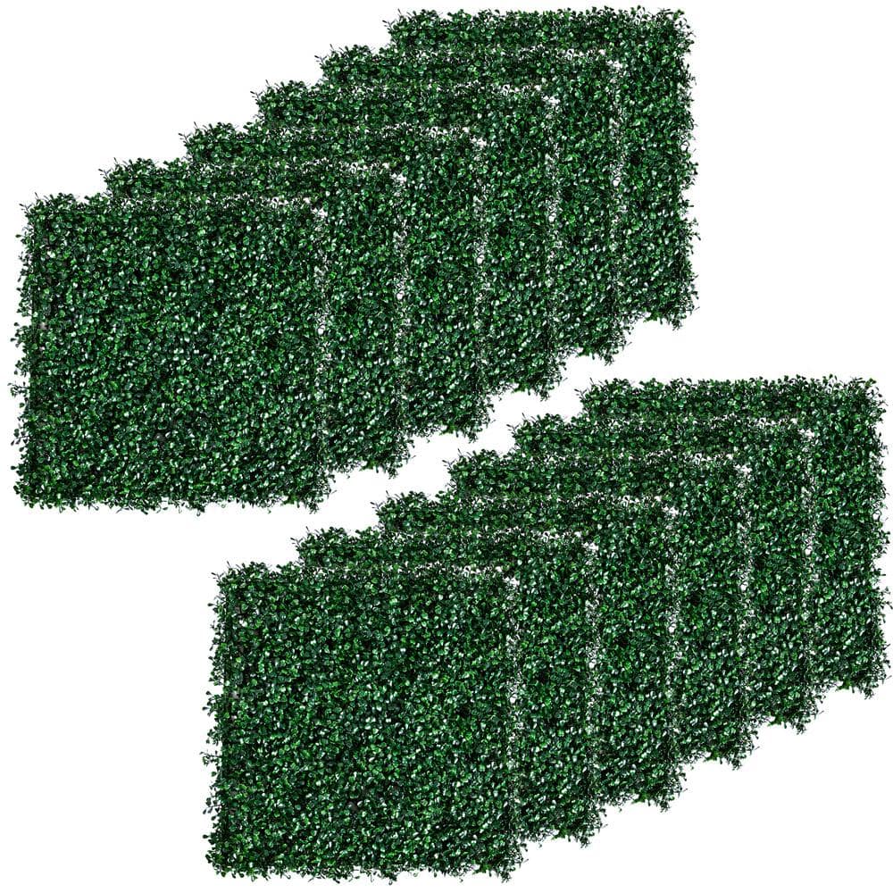12 Pcs 20 in. H Green Artificial Grass Wall Panels Decor for Outdoor, Indoo