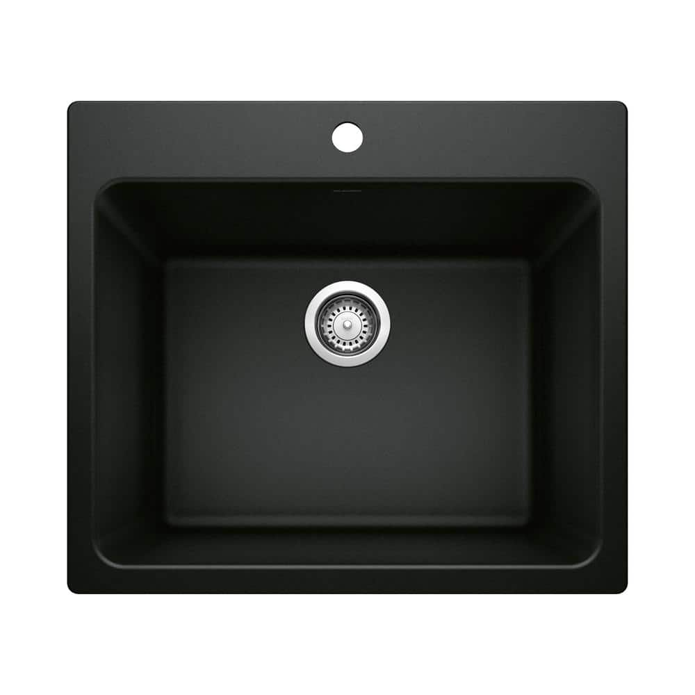 Blanco Liven 25 in. x 22 in. x 12 in. Granite Undermount Laundry Sink in  Coal Black 442924 - The Home Depot