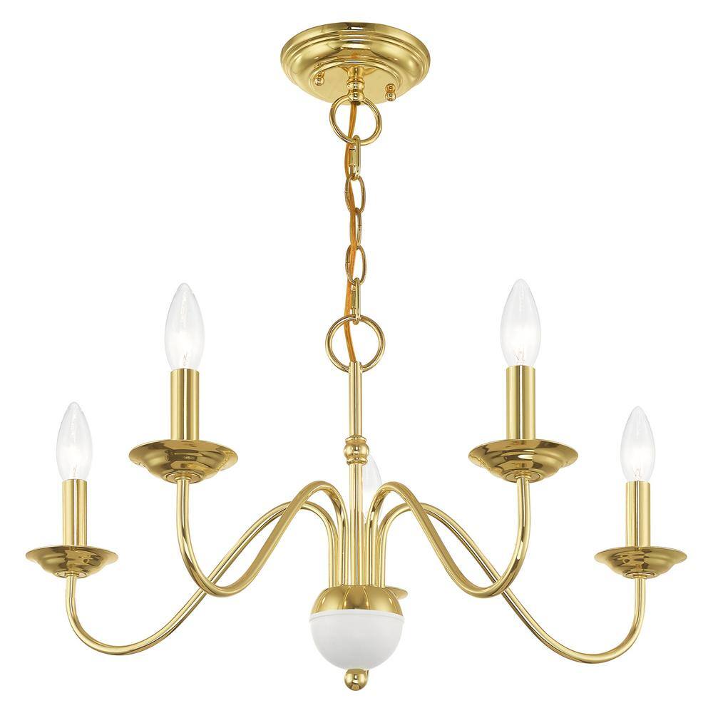 Polished Brass 5-Light Candelabra Chandelier