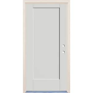 32 in. x 80 in. 1 Panel Left-Hand Alpine Painted Fiberglass Prehung Front Door w/4-9/16 in. Frame and Nickel Hinges