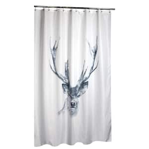 71 in. x 71 in. White/Grey Alberta Shower Curtain
