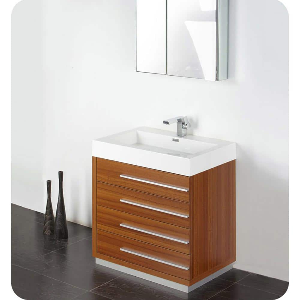 Teak 30" Modern Engineered Wood Bathroom Vanity Base