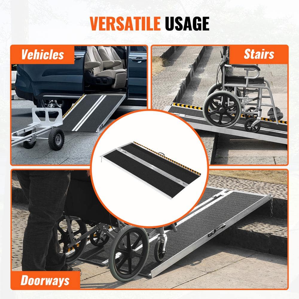 6 ft Non-Slip Aluminum Folding Wheelchair Ramp with 800 lbs Capacity