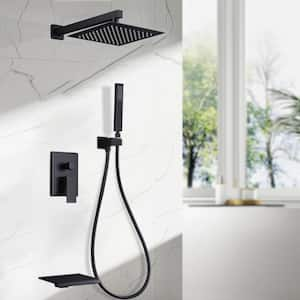 Double Handles 3-Spray Shower Faucet 4.4 GPM with Tub faucet and Hand Shower Faucet Pressure Balance in. Matte Black