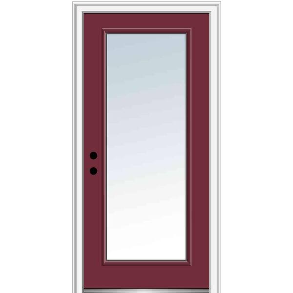 MMI Door 36 in. x 80 in. Right-Hand Inswing Full Lite Clear Classic Painted Steel Prehung Front Door
