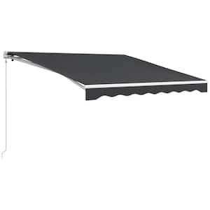 8 ft. Retractable Awning with Remote Controller and Manual Crank Handle (11623 in. Projection) in Dark Gray