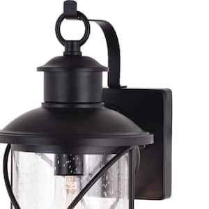 Adams 1 Light Black Dusk to Dawn Outdoor Wall Lantern Clear Glass
