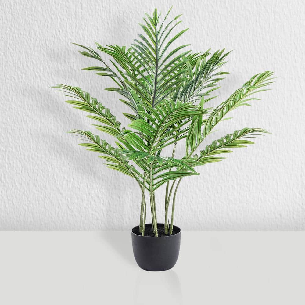 Tropical Paradise 24" Artificial Areca Palm with LED Lights in Black Pot