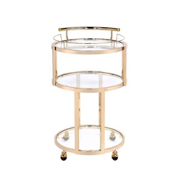 Unbranded Gold and Clear Glass Kitchen Serving Cart