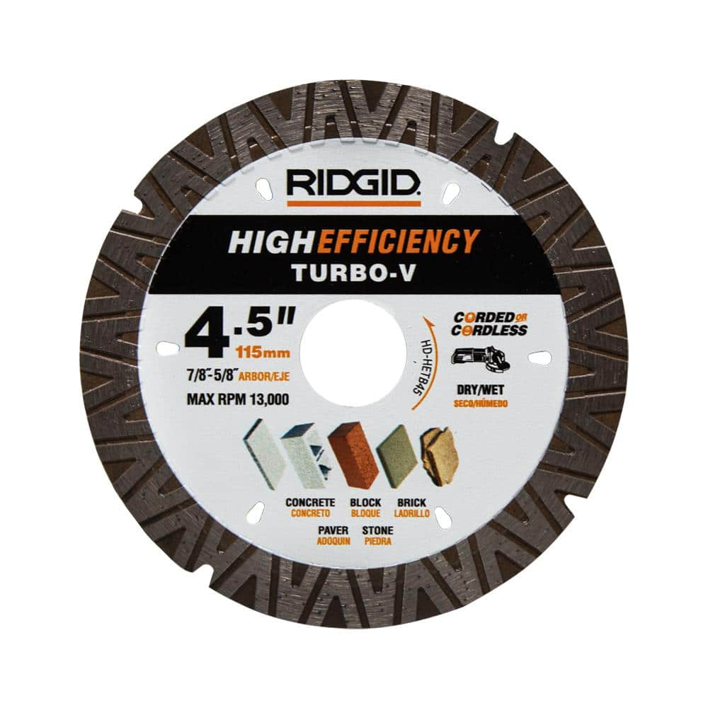 RIDGID TURBO-V 4.5 in. Turbo Rim Diamond Blade for Masonry High Efficiency Cutting