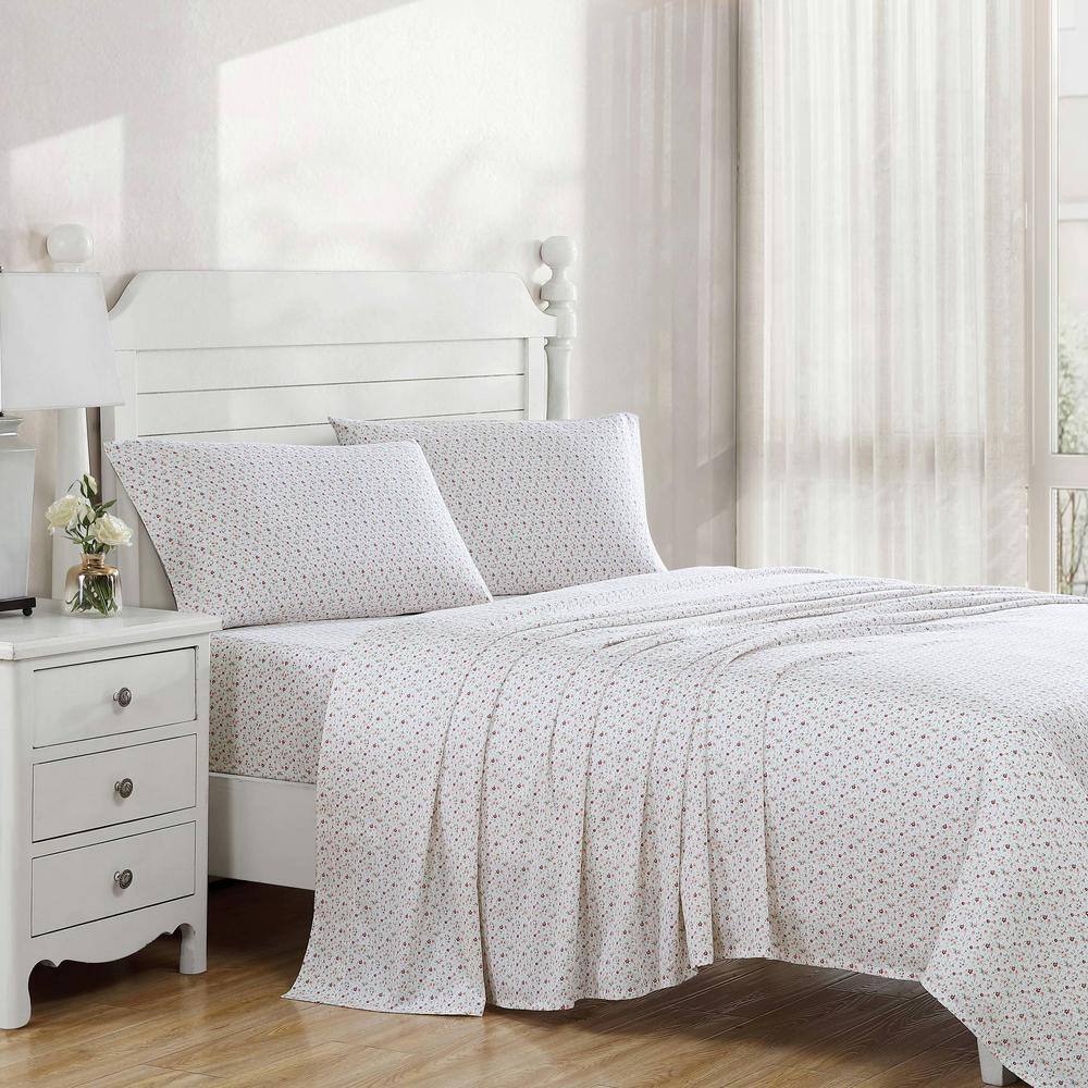 King Blue Cotton Percale Floral Sheet Set