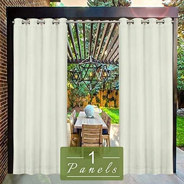 Pro Space White Outdoor Grommet Water and Wind Resistant Curtain Panel Drapery for Patio Porch Gazebo Cabana-50 in. W x 120 in. L