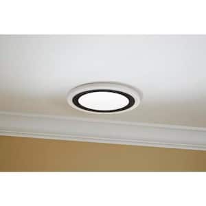 Clement 13 in. Round Black Flat Panel SW/BW/DL Color Choice Selectable LED with Night Light Flush Mount