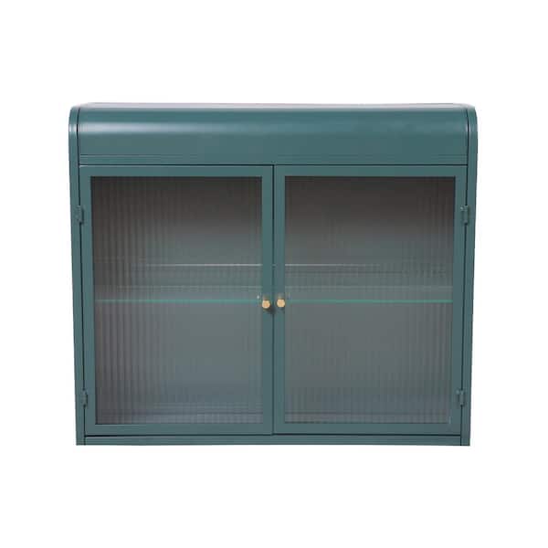 28 in. W x 24 in. H Rectangular Adjustable Shelves Army Green Surface Mount Medicine Cabinet without Mirror