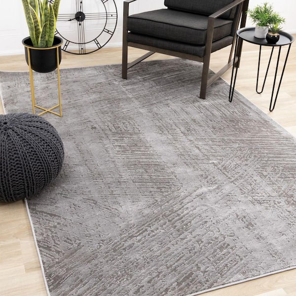 Veran Collections 8 ft. x 11 ft. Grey Distressed Indoor Area Rug