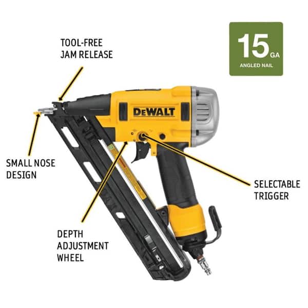 2-1/2 in. 15-Gauge Pneumatic DA Finish Nailer with 2 in. x 15-Gauge Bright Finish Angled Finish Nails (2500 Pieces)