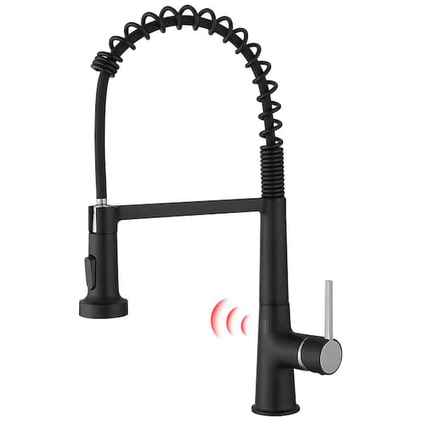 Unbranded Spring Touchless Single Handle Pull Down Sprayer Kitchen Faucet, Sensor Kitchen Faucet with Power Clean in Matte Black