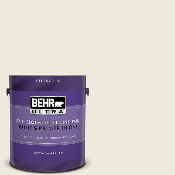 BEHR ULTRA 1 gal. #UL190-13 Ivory Palace Ceiling Flat Interior Paint and Primer in One