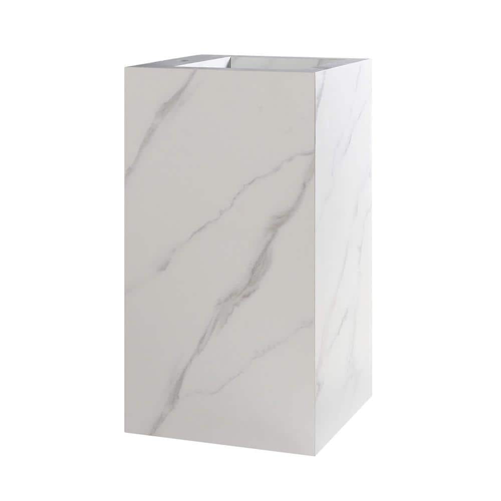 White Carrara Stone Square Pedestal Bathroom Sink