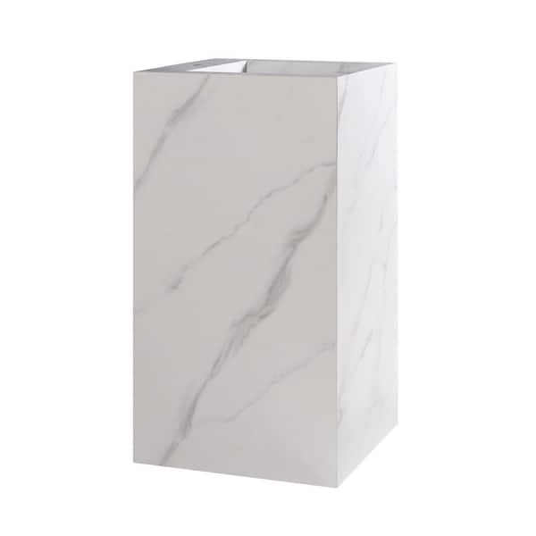 FINE FIXTURES Grand 17.75 in. W x 17.75 in. L Luxury Composite Square Pedestal Sink and Basin Combo in White Carrara