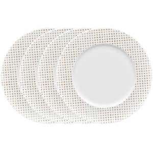 Khaki Hammock 11 in. Khaki Porcelain Dots Rim Dinner Plates (Set of 4)