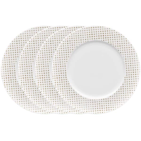 Noritake Khaki Hammock 11 in. Khaki Porcelain Dots Rim Dinner Plates (Set of 4)