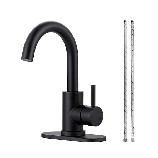 Single-Handle  Kitchen Bar Faucet with Deck Plate in Matte Black