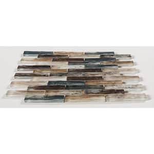 Giovan Desmond Brown/Tan/Blue/Gray 11-3/4 in. x 11-3/4 in. Textured Glass Brick Joint Mosaic Tile (4.8 sq. ft./Case)