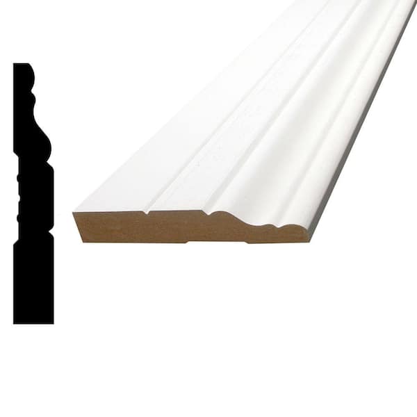 Alexandria Moulding 1/2 in. x 3-1/4 in. x 84 in. MDF Primed Fiberboard ...