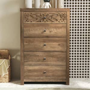 Lophelia Knotty Oak 5-Drawer 29.6 in. Wide Chest of Drawer