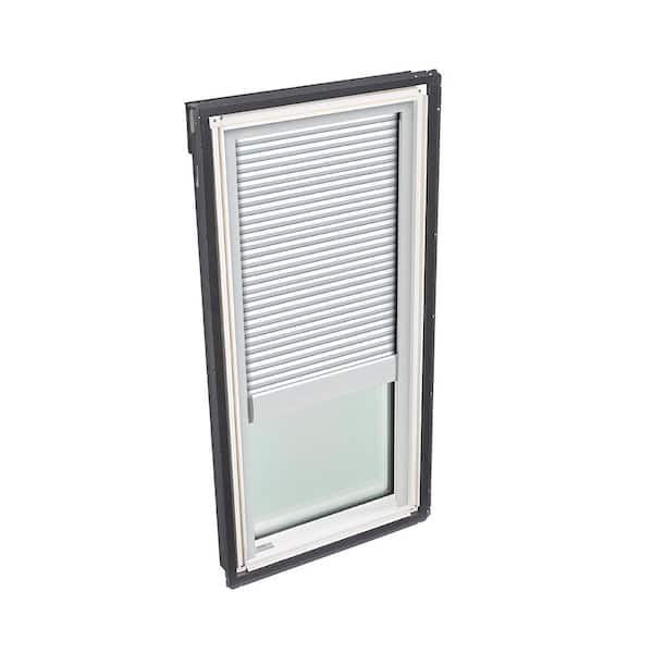 VELUX 14-1/2 in. x 45-3/4 in. Fixed Deck Mount Skylight with Laminated Low-E3 Glass and White Manual Room Darkening Blind