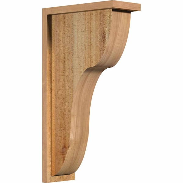 Ekena Millwork 6 in. x 14 in. x 26 in. Western Red Cedar Carmel Rough Sawn Corbel with Backplate