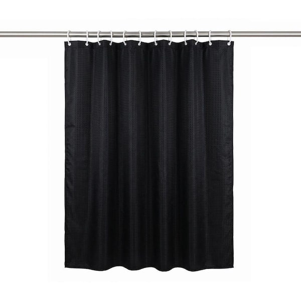 70.87 in. x 70.87in. Waffle Weave Polyester Bathroom Shower Curtain, Thick and Waterproof, Black Fabric Modern Bathrooms