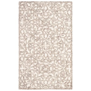 Trace Brown/Ivory Doormat 2 ft. x 4 ft. Distressed Floral Area Rug