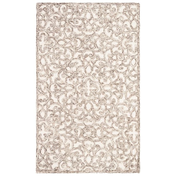 SAFAVIEH Trace Brown/Ivory Doormat 3 ft. x 5 ft. Geometric Area Rug