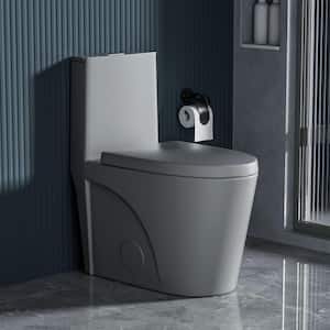 15 1/8 in. 1.1/1.6 GPF Dual Flush Single Piece Elongated Toilet with Soft-Close Light Gray-1 Seat