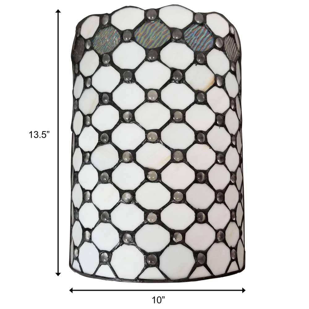 Tiffany Style White Jeweled Stained Glass Wall Sconce