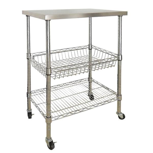 Sandusky 24 in. W Wire Utility Cart with Stainless Steel top