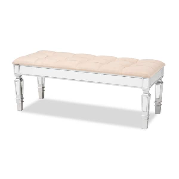 Baxton Studio Hedia Beige Bench (18.5 in. H x 47.2 in. W x 17.7 in. D)