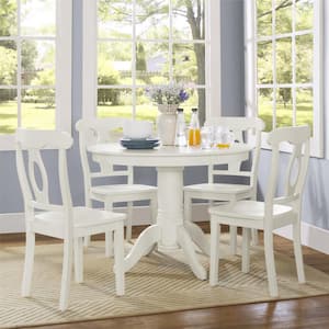 Alba 5-Piece White Traditional Height Pedestal Dining Set