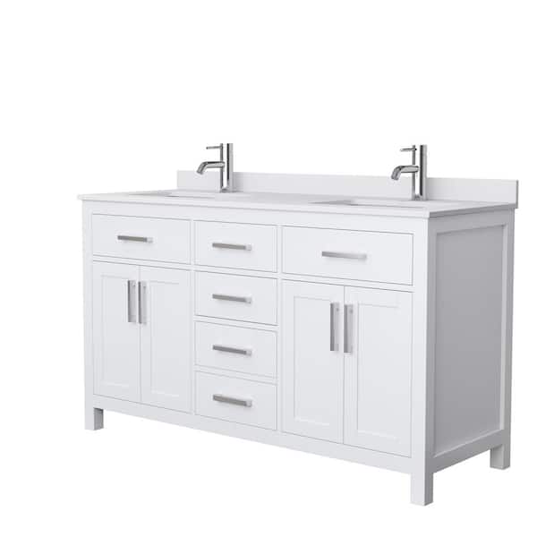 D Double Bath Vanity In White, 60 Inch White Double Sink Vanity Top