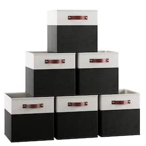 Linen Fabric Storage Bin with Lid Foldable Storage Box Organizer Storage  Basket 