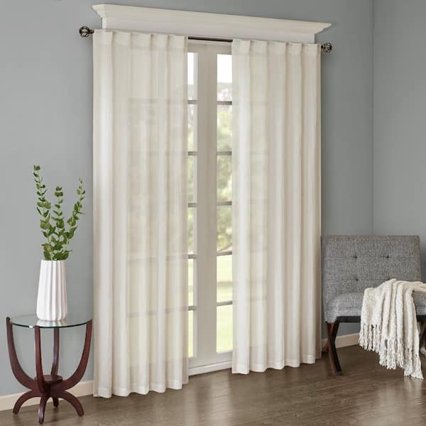 Madison Park Kaylee White Polyester 42 in. W x 95 in. L Rod Pocket Sheer Curtain (Double Panel)