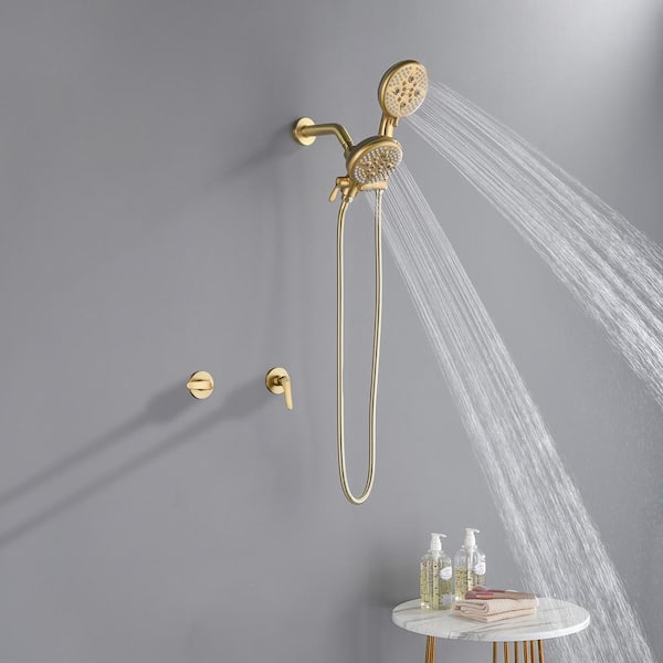 Ami Double Handle 5-Spray Tub and Shower Faucet 1.8 GPM with Dual Shower Head in. Brushed Gold (Valve Included)