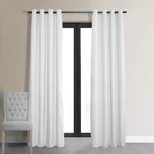 Signature Primary White Grommet Blackout Velvet Curtain 50 in. W x 120 in. L (1 Panel)