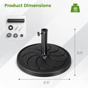40 lbs. Round Weighted Patio Umbrella Base Heavy-Duty Table Market Stand Outdoor in Black