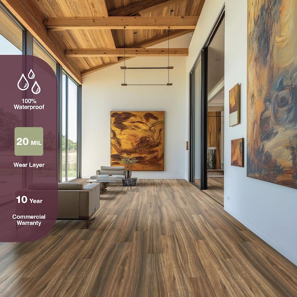 Bardwell 20 MIL x 7 in. x 48 in. Waterproof Click Lock Rigid Core Luxury Vinyl Plank Flooring (21.39 sq. ft. /Case)