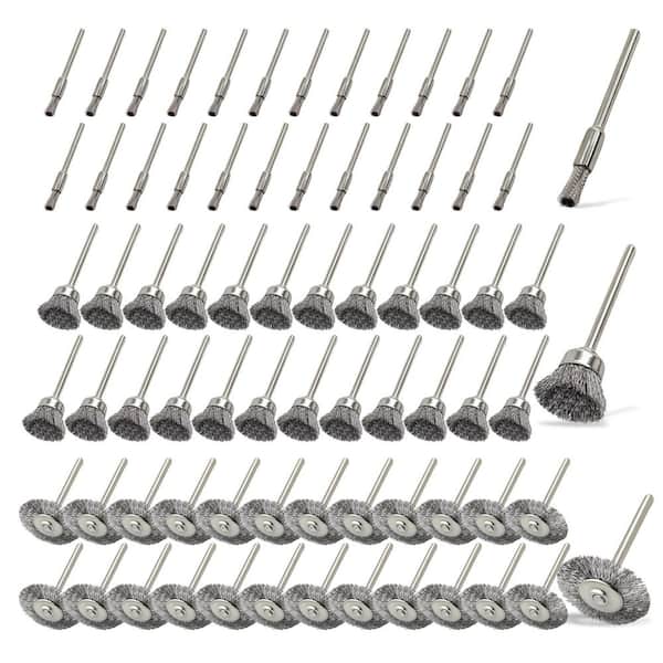 75-Pieces Wire Brushes for Drill Set Steel Wire Wheels Pen Bowl Shape Brushes for Rotary Tools Rust Paint Removal