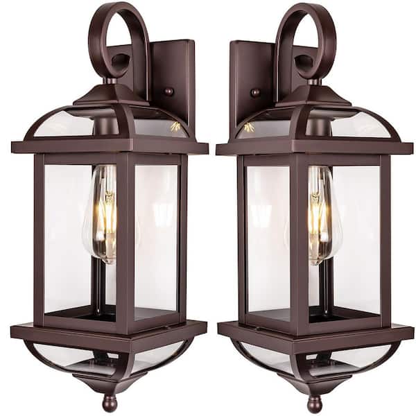 18 in.Large Outdoor Light Fixtures Oil Rubbed Bronze 2Pack Outside Sconces Patio Wall Lanterns Brown Wall Mount Lamps
